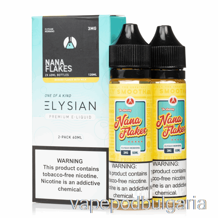 Vape 10000 Дръпки Nana Flakes - Elysian Labs E-liquid - 120ml 0mg